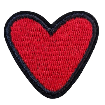 Strygemærke hjerte rødt 4x4 cm